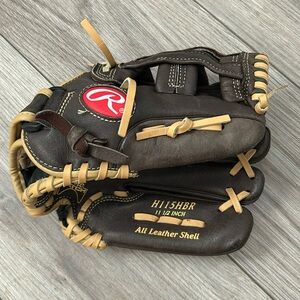 Rawlings Leather Baseball Glove Boys 11.5 inch EUC! H115HBR left hand glove